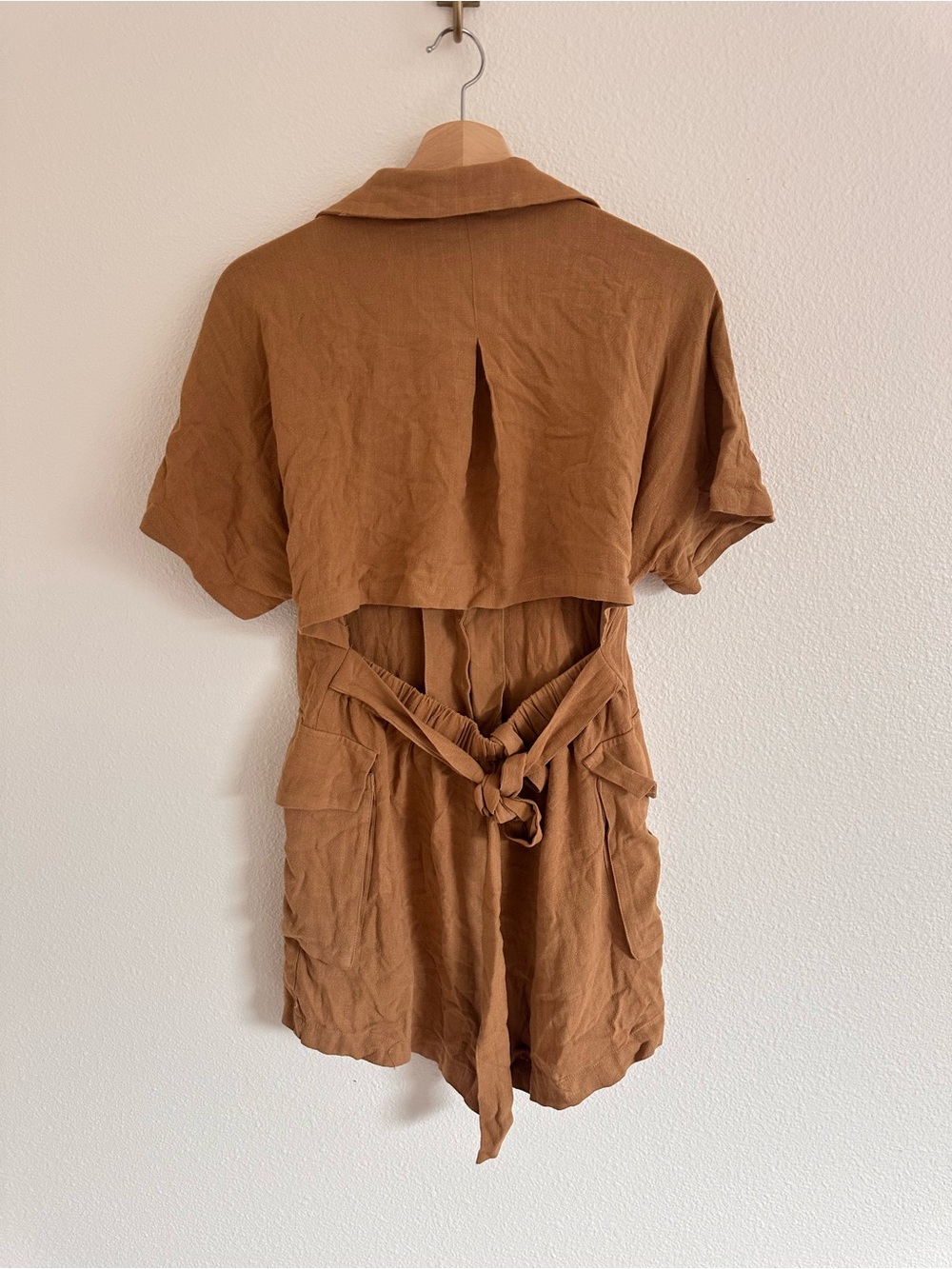 Lush Tan Collared Button-Front Romper - Picture 3 of 3
